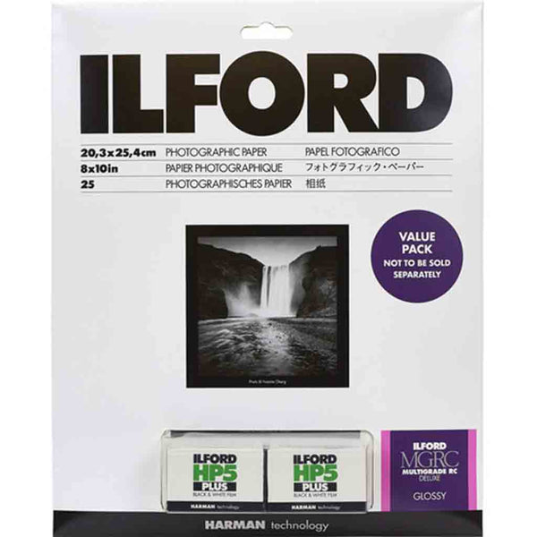Ilford Multigrade RC Paper and HP5 Plus Value Pack Glossy 8x10 25 Sheets