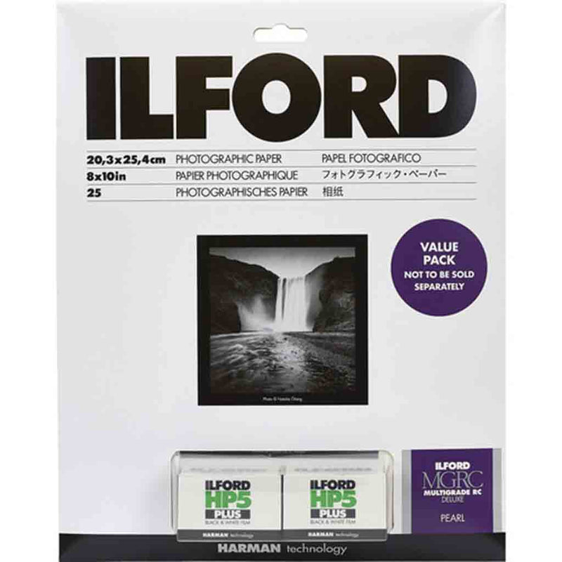 Ilford Multigrade RC Paper and HP5 Plus Value Pack Pearl 8x10 25 Sheets 36 Exposures
