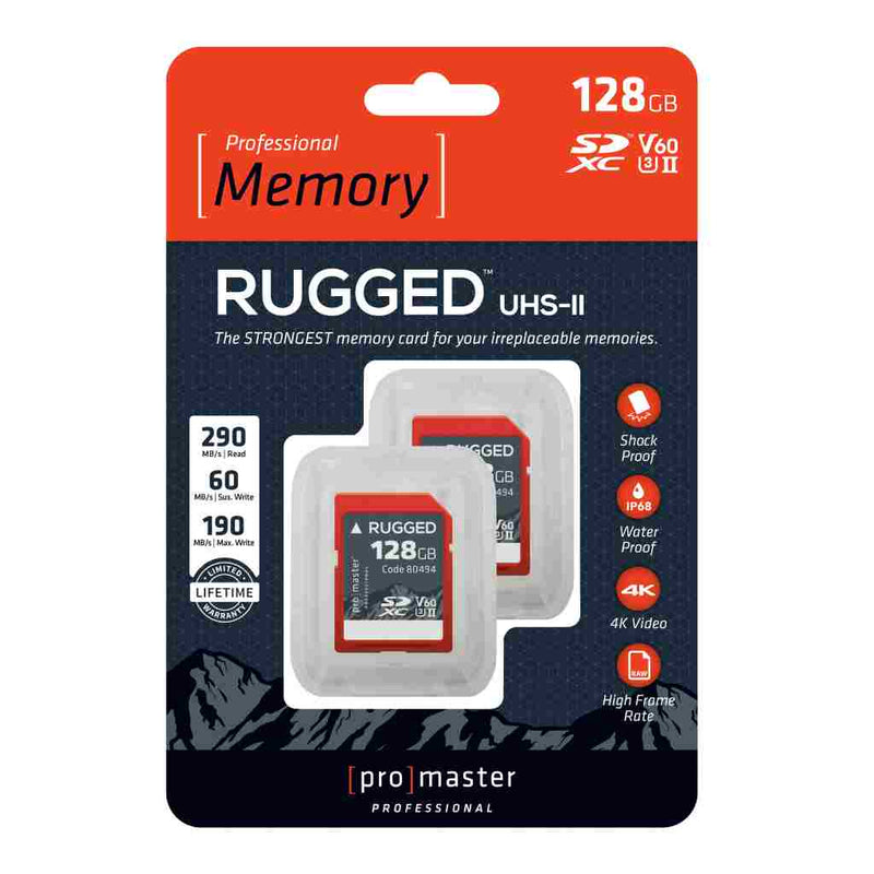 Promaster Rugged 128GB SDXC UHS-II V60 2 Pack