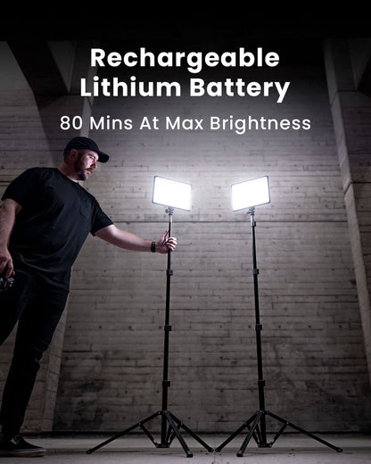 Lume Cube Studio Panel 3-Point Lighting Kit Three Edge-Lit LED Panel Lights with Stands
