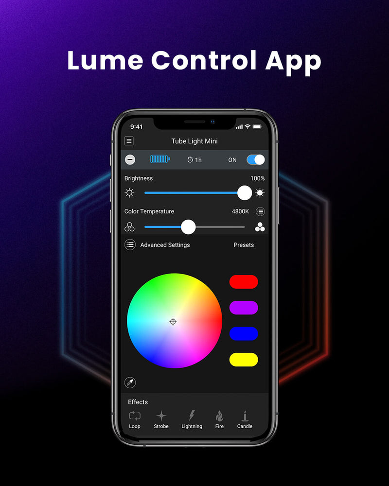 Lume Cube RGB Tube Light XL 4-Pack App Controlled 4ft. LED Tube Lights
