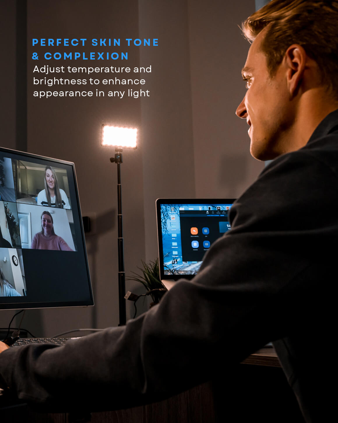 Lume Cube Broadcast Lighting Kit Video Conference LED Light with Stand & Mount